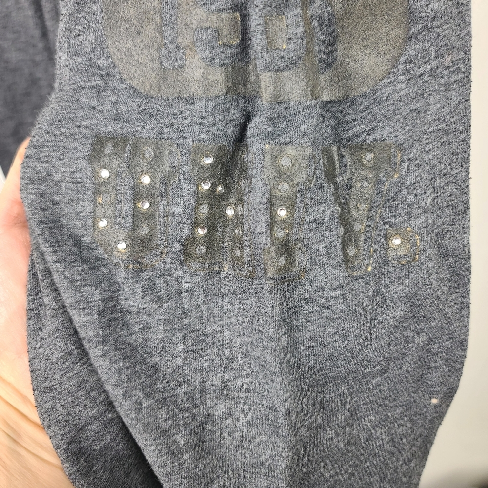 Vtg Y2K 2000 VS Pink 1986 University Gray Rhinestone Loungepants Sweatpants XS - Picture 9 of 16